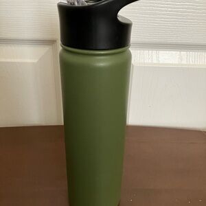 Green Water Bottle with Black Lid